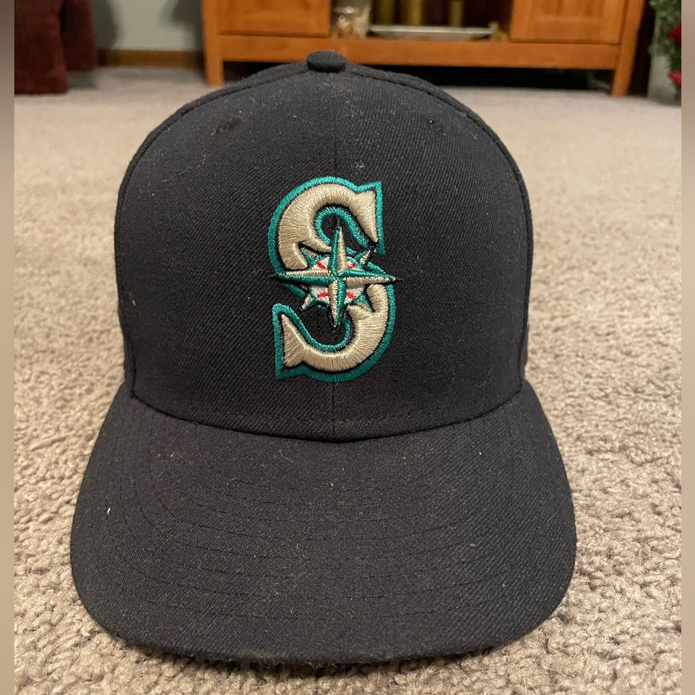 Size 7 New Era Seattle Mariners Fitted Official On Field Hat